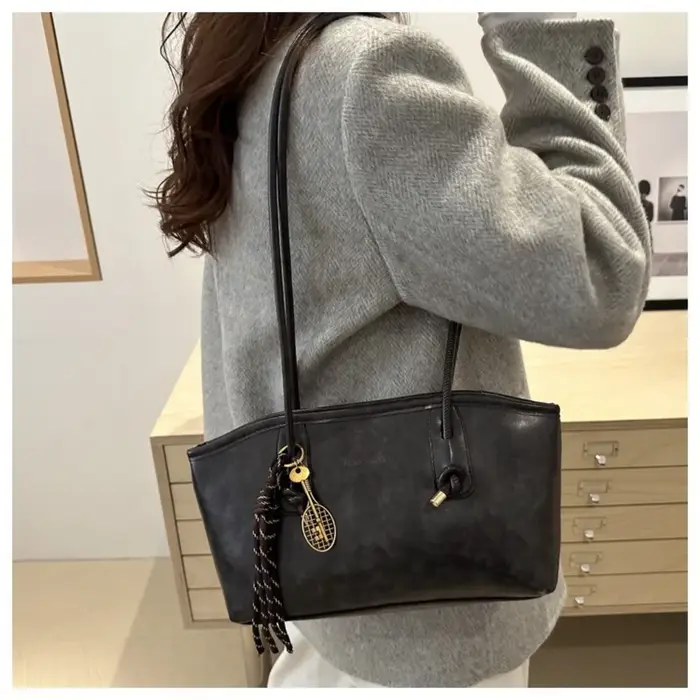 Y2K tendance sac à bandoulière de travail en cuir PU grande capacité Simple femme sac