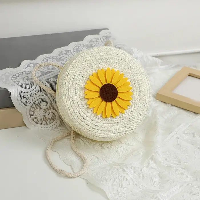 Sac à bandoulière rond en rotin pour femmes
