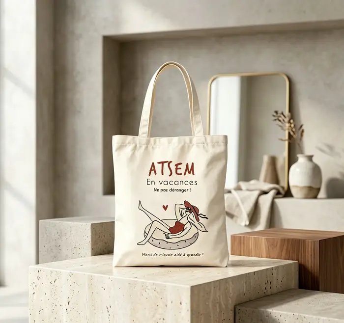 Sac fourre-tout au design ATSEM inspiré de l'école française - Sacs de courses durables en polyester avec bandoulière