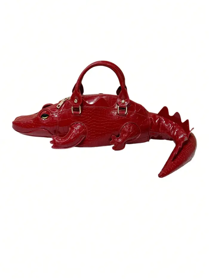 Sac crocodile créatif au design original, sac à main fantaisie, sac de shopping attrayant, un objet 