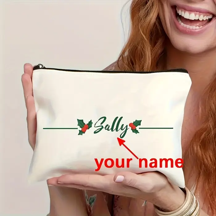 Pochette de maquillage personnalisée avec fermeture éclair - Nom personnalisé "Sally" ou votre propre nom