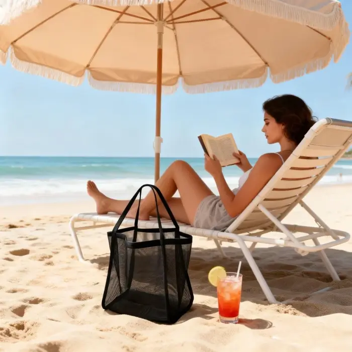 Grand sac de plage en maille