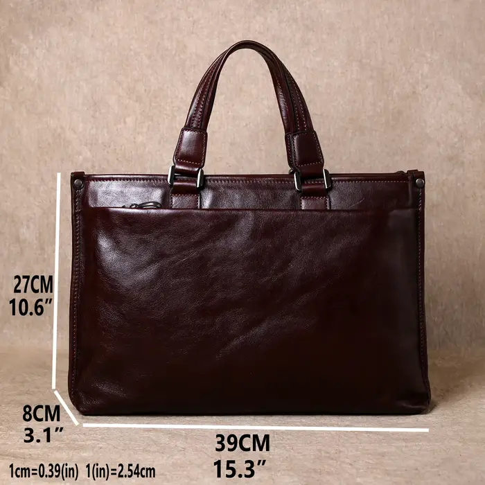 Sac à main en cuir de soie tanné végétal, mallette d'affaires décontractée, sac d'ordinateur 14 ", s