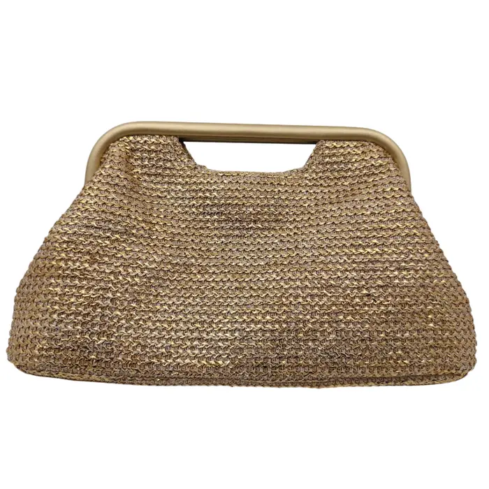 Sac à main doré tissé pour femme - Sac à bandoulière élégant avec chaîne
