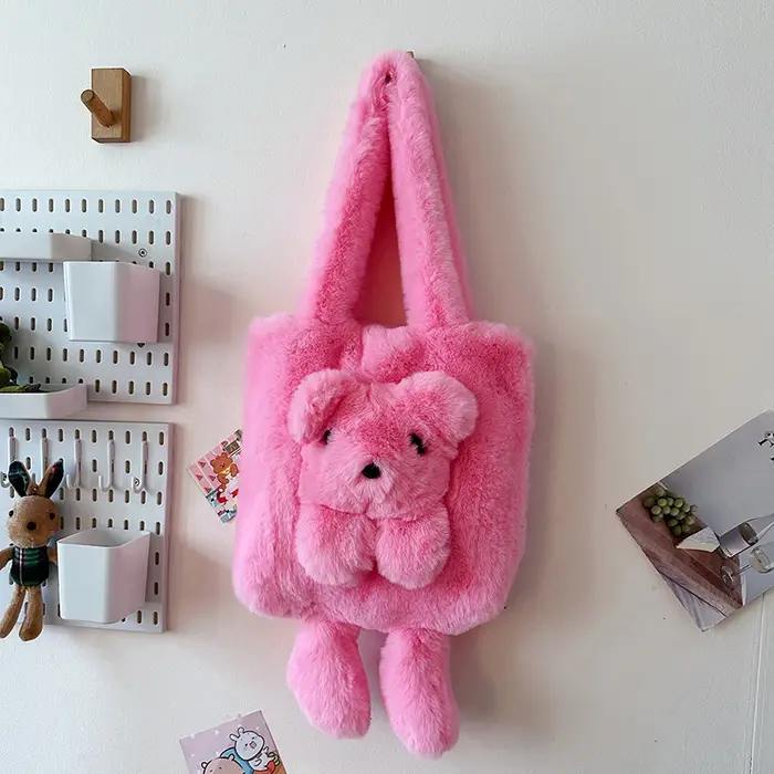 Sacs à bandoulière en peluche ours mignon pour femmes