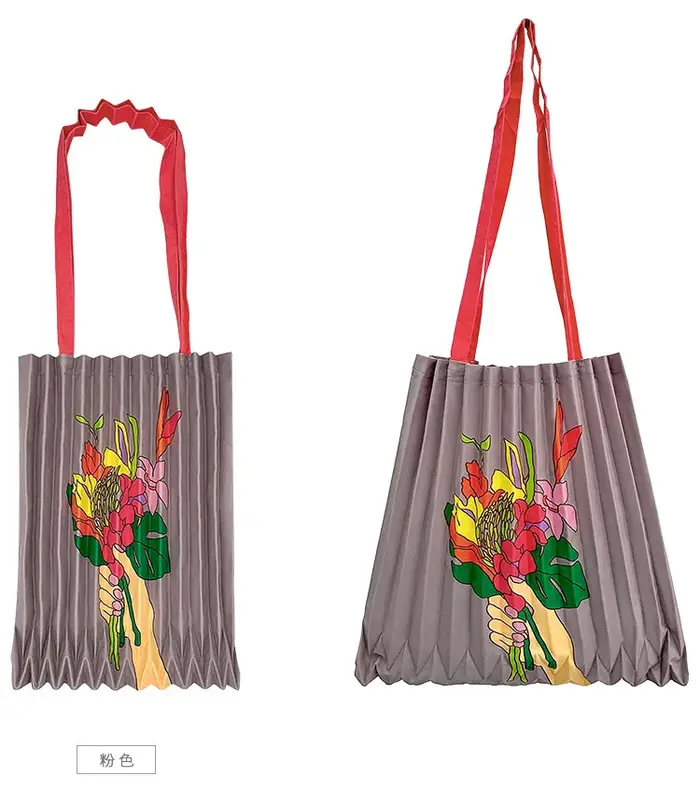 LANMREM 2025 nouveau sac à main plissé imprimé fleuri pour les femmes Style artistique français grande capacité sac