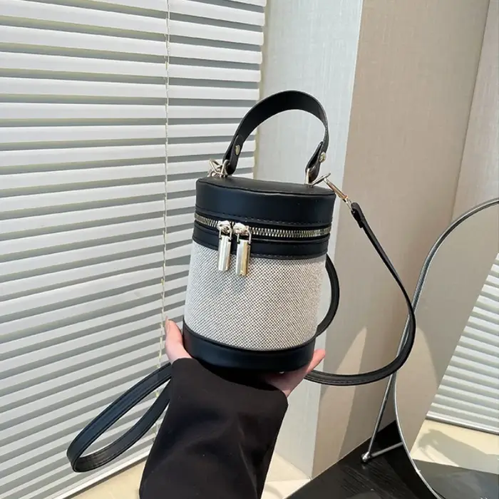 Nouveau style coréen sac seau en lin tendance pour femmes sac de maquillage imprimé léopard sac à bandoulière mode sac