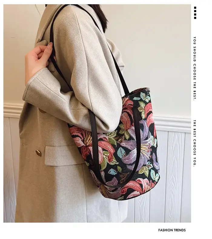 Sac à main imprimé Vintage avec fleur