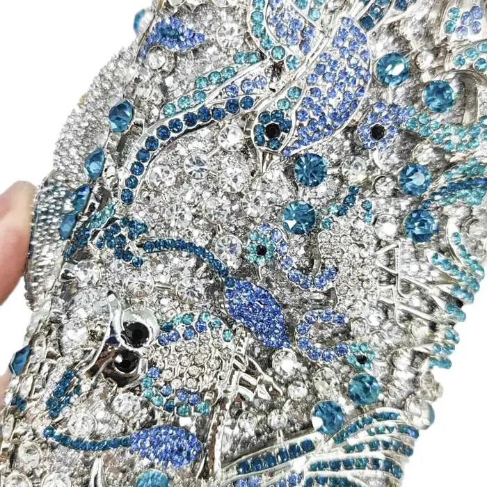 Pochette en cristal bleu clair pour femme, sac à main en biscuits, sac de soirée, patients de mariag
