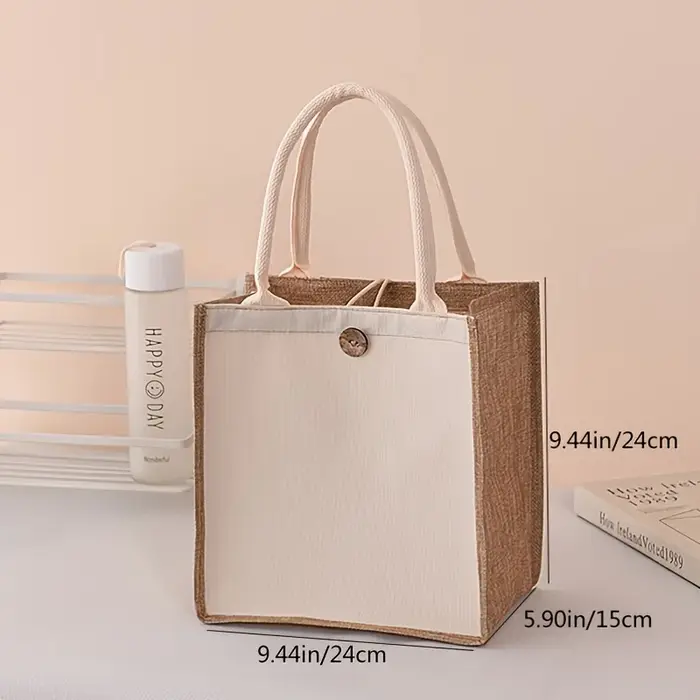 Nouveau sac fourre-tout en lin de style vertical, sac cadeau simple de couleur unie, sac de shopping à la mode