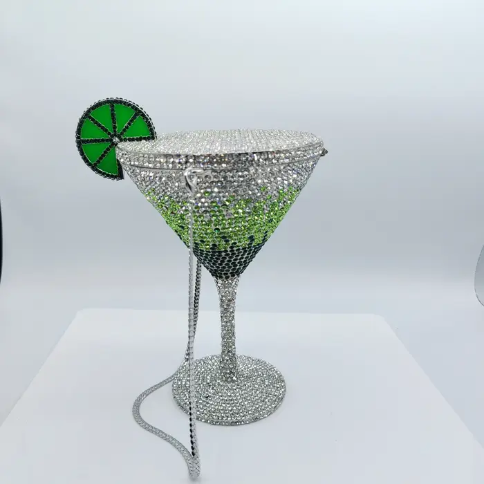 Haute qualité forme de gobelet luxe Martini Cocktail cristal clouté sac de dîner diamant pochette st