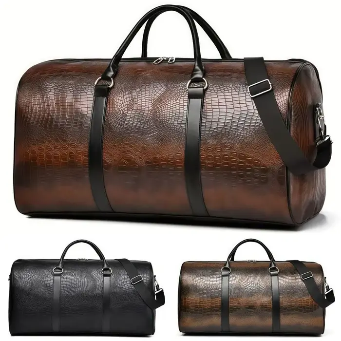 Sac de voyage en cuir PU texturé Crocodile