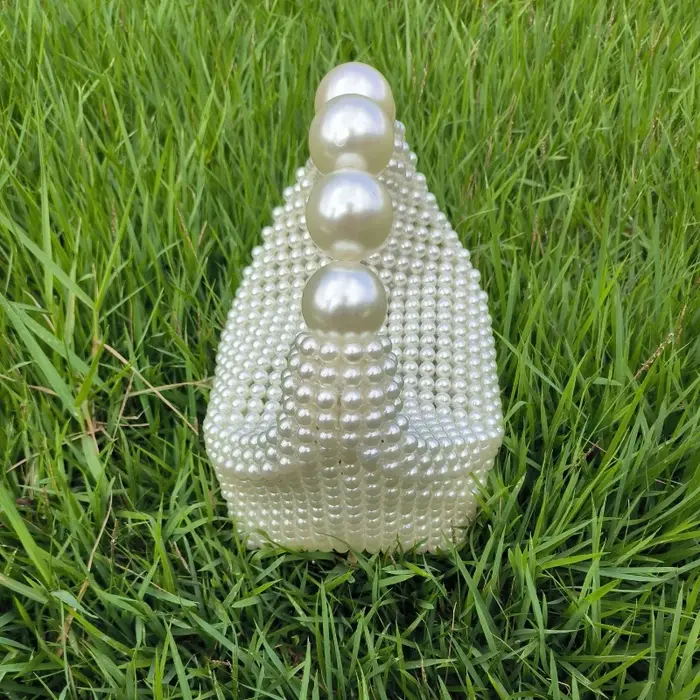 Sac bandoulière rétro français en bois tressé à la main avec perles