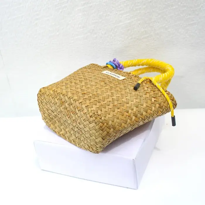 1 pièces sac fourre-tout tissé à la main panier de plage sac de marché