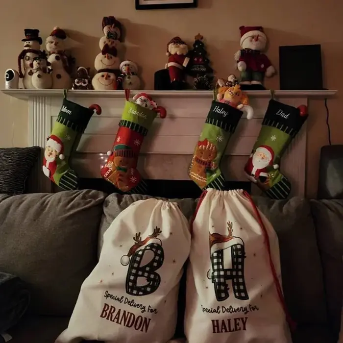 Sac cadeau personnalisé joyeux noël à cordon