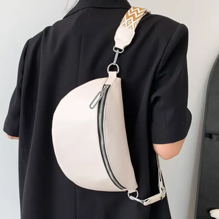 Sac à main en cuir PU à large sangle Jacquard pour femmes