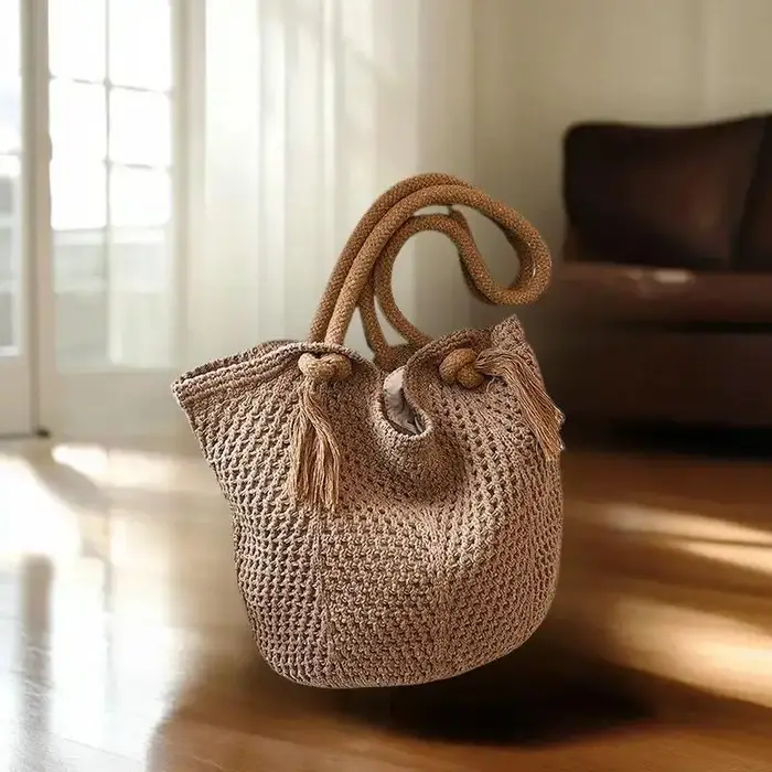 Sacs à bandoulière pour femmes, fourre-tout tricoté décontracté, fourre-tout fait à la main, grande capacité, sac creux d'été