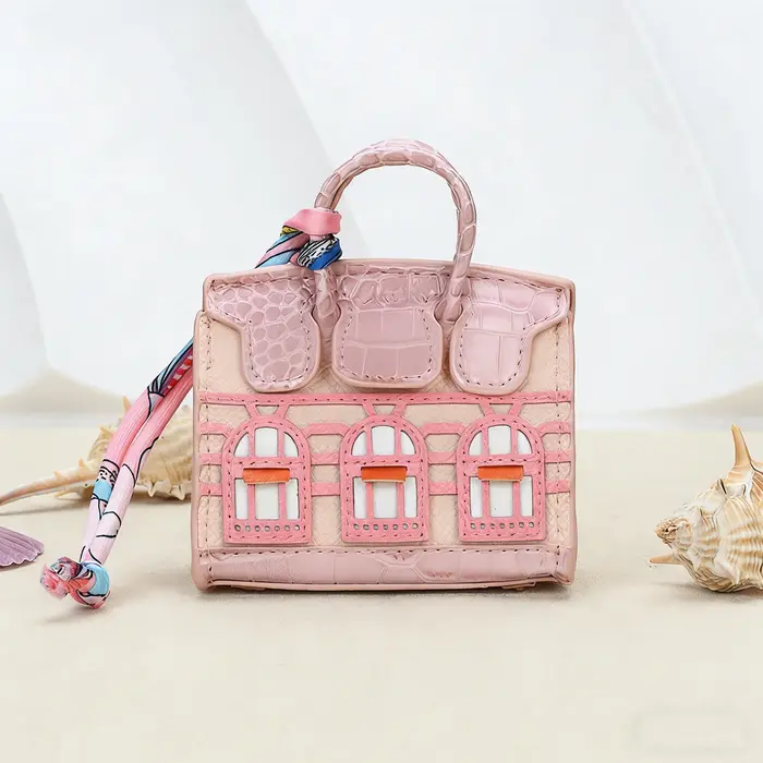 Mini sac à main en cuir fait main, pendentif décoratif, étui pour écouteurs, porte-clés tendance, mi