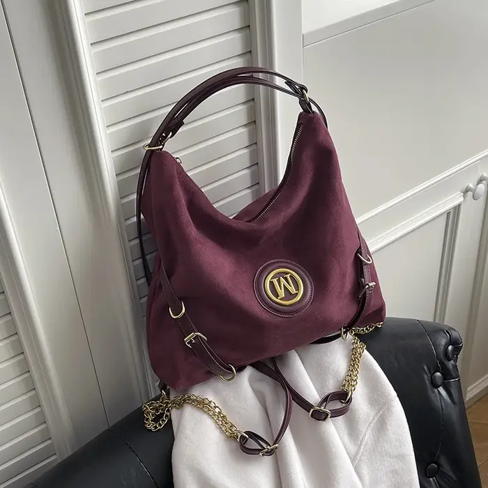2026 nouvelle tendance sac fourre-tout décontracté Faux daim couleur unie lettre