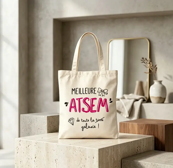 Sac fourre-tout au design ATSEM inspiré de l'école française - Sacs de courses durables en polyester avec bandoulière