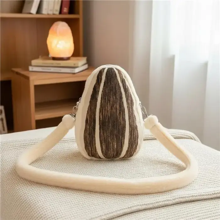 Sac bandoulière en peluche en forme de grain de tournesol