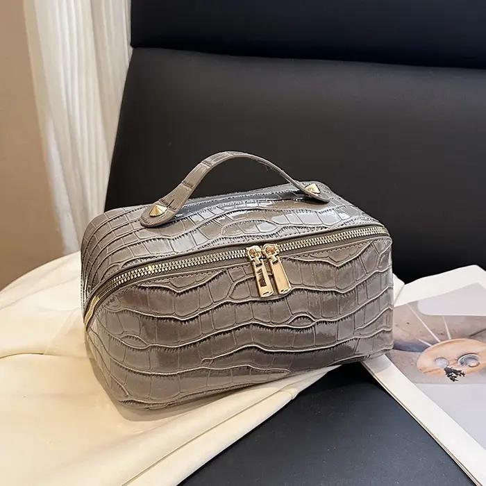Sac de maquillage en cuir PU haut de gamme pour femmes