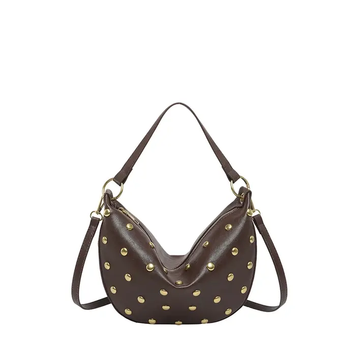 Sac à main à rivets de style punk, sac à bandoulière polyvalent en cuir PU de haute qualité pour fem