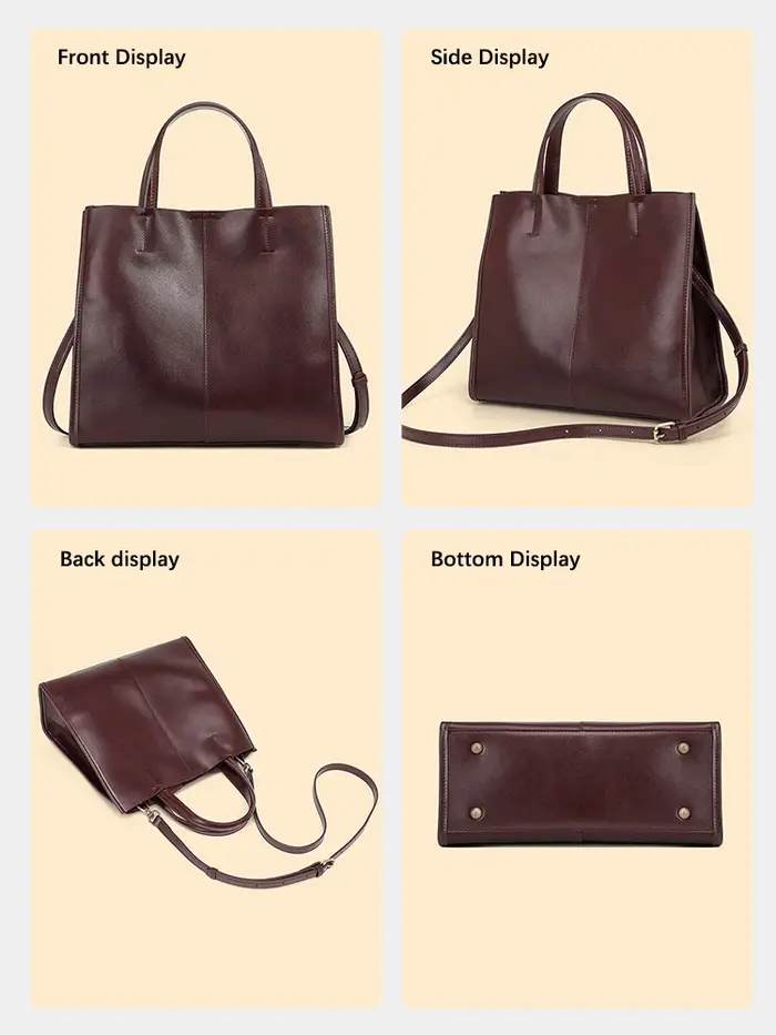 Zency – sac à bandoulière en cuir véritable pour femmes, sac à main de luxe décontracté de grande ca