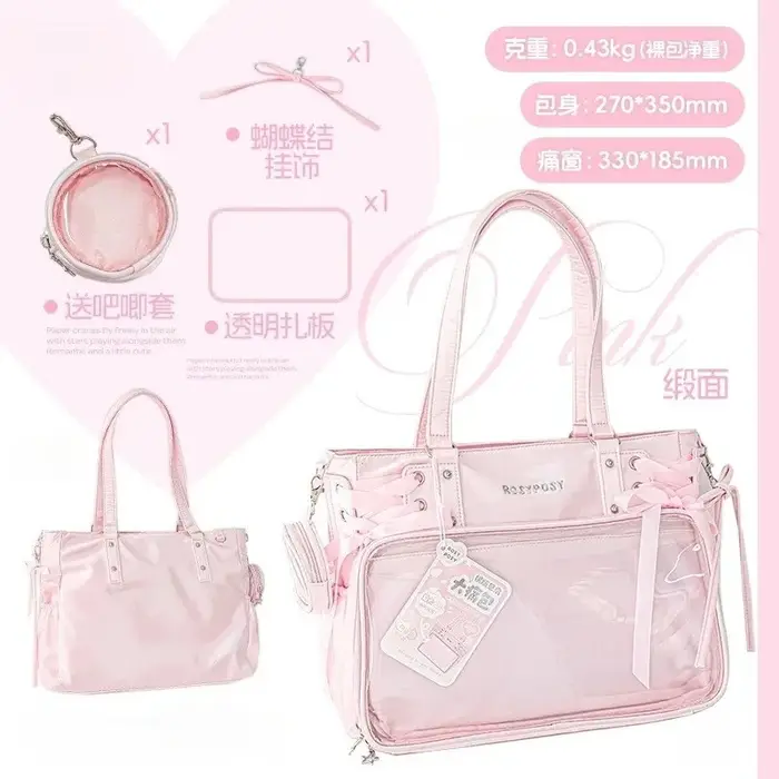 Bandage Bow Ita Sac haute capacité sous les bras Sac Femme douce fille Transparent Bolsos Mujer sacs