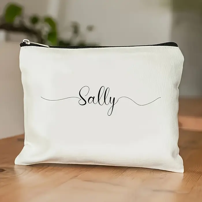 Pochette de maquillage personnalisée avec fermeture éclair - Nom personnalisé "Sally" ou votre propre nom