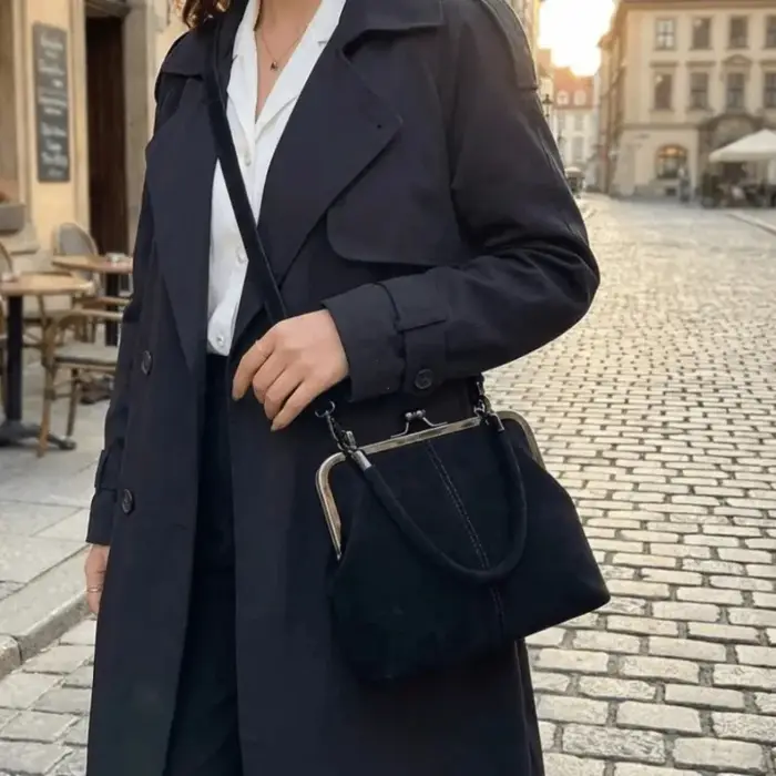 Sac bandoulière en cuir PU avec fermeture à clip