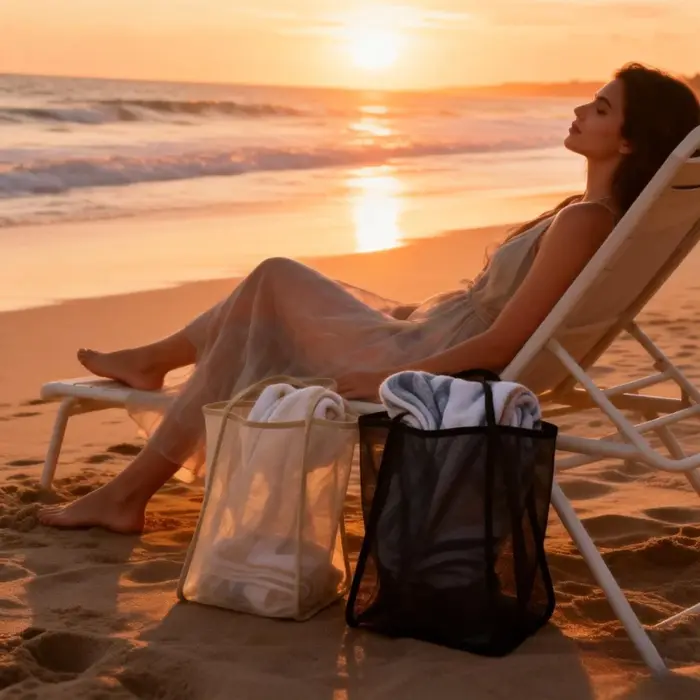 Grand sac de plage en maille