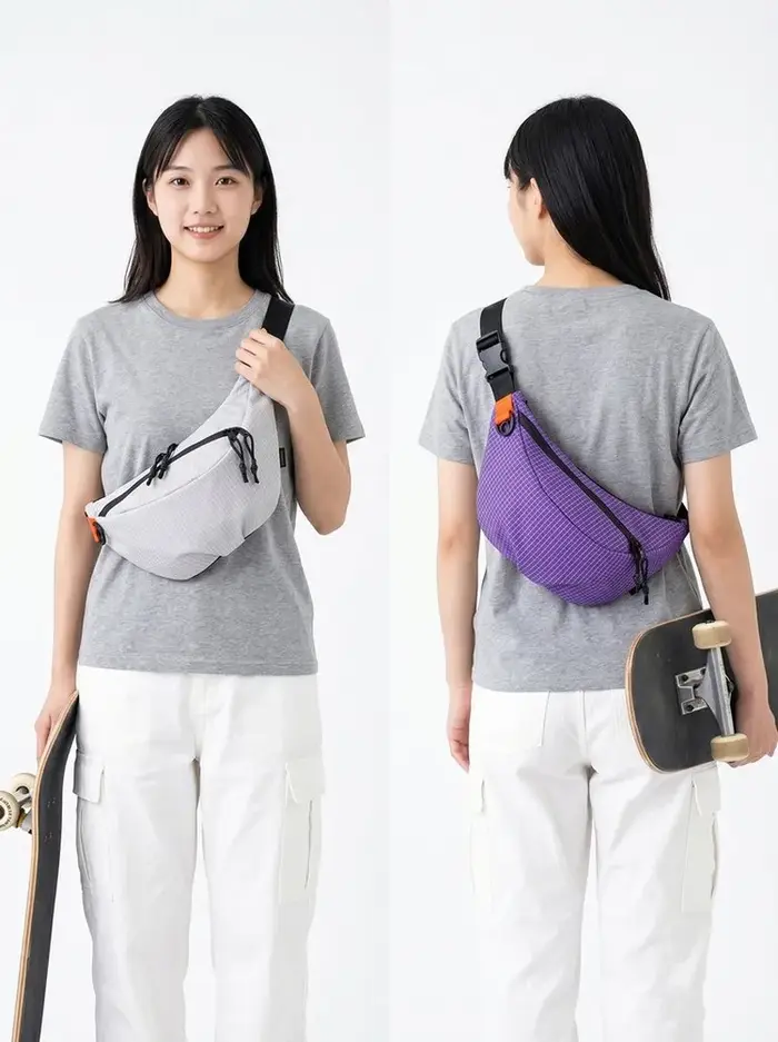 Sac banane bandoulière à motif quadrillé