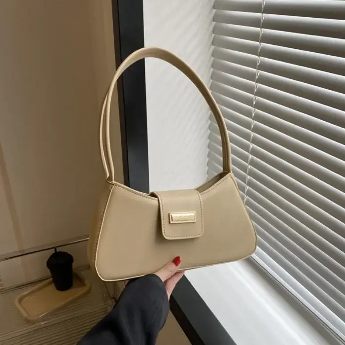 Sac à bandoulière minimaliste pour femmes, sac sous les bras Simple de couleur unie, sac à main et b