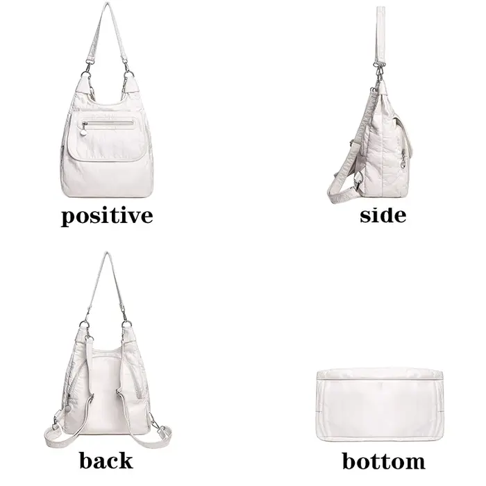 Sacs à dos blancs en cuir PU doux lavé