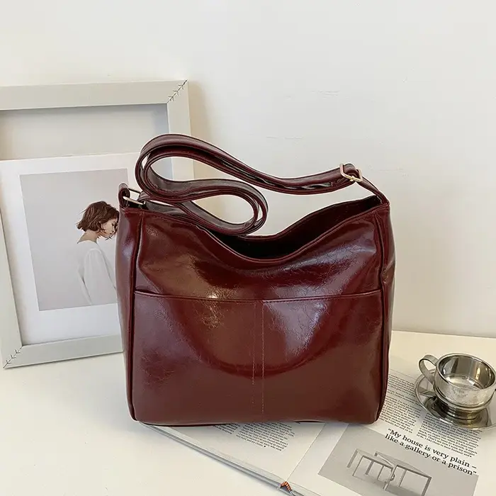 Sac à Main en Cuir Rouge de Grande Capacité pour Femme, Fourre-Tout Assressenti, Décontracté, de Haute Qualité, Nouvelle Collection