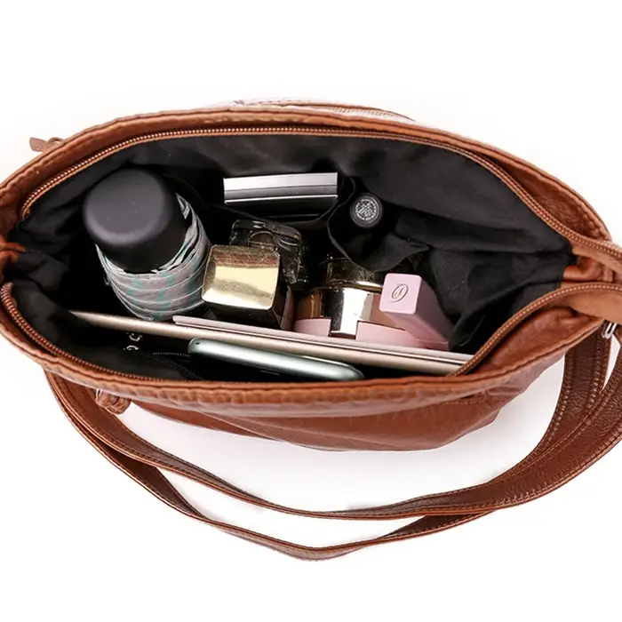 Sac à bandoulière en cuir PU souple pour femmes