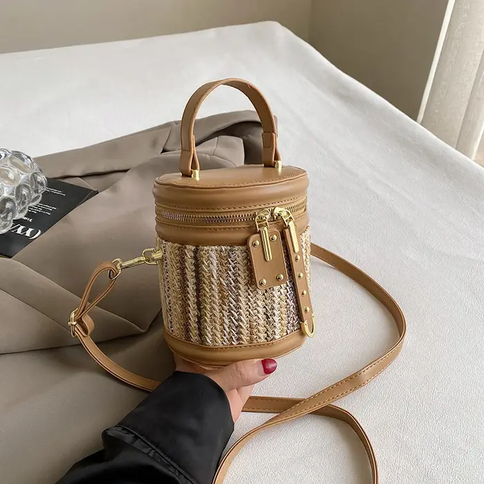 Petits sacs à bandoulière en paille d'été pour femmes, sacs de plage faits à la main, sacs à main ti