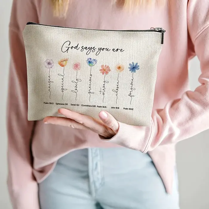 Pochette à maquillage avec inscription « Vous êtes une révélation de Dieu »