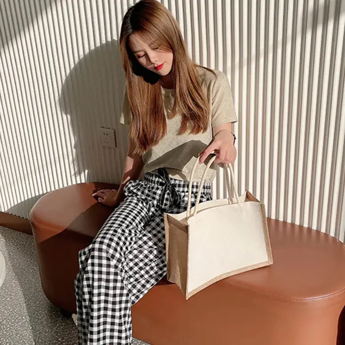 Sac fourre-tout en toile de jute pour dames