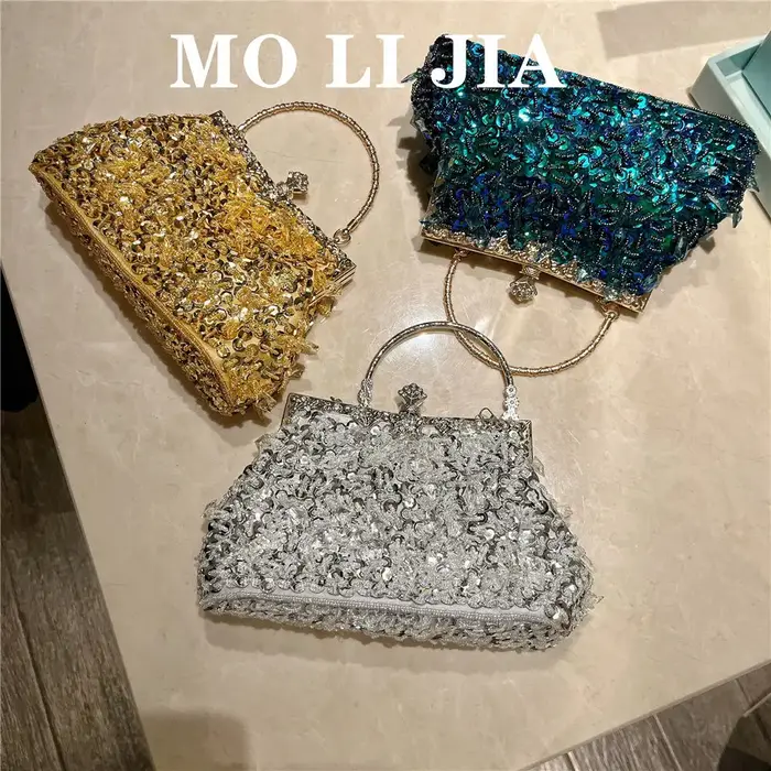 Vintage perles argent sac à main sac