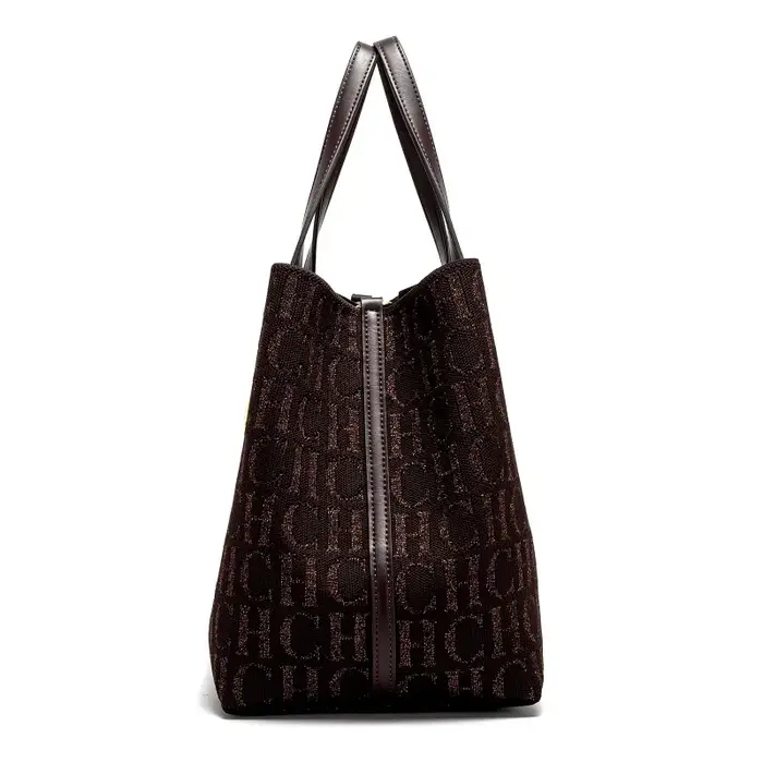 CH Sac à bandoulière pour femme, simple, couleur unie, motif imprimé lettres dorées, grande capacité