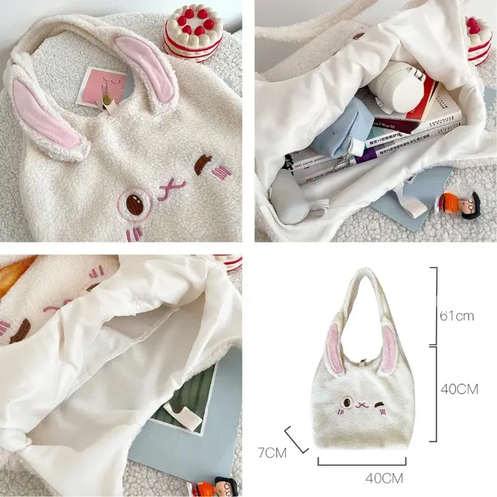 Sac fourre-tout en fausse laine d'agneau pour femme