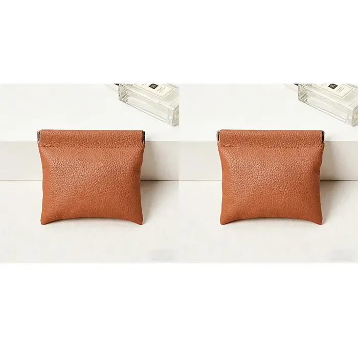 Pochette de rangement en cuir PU à fermeture à pression BUYLEMO Litchi Grain