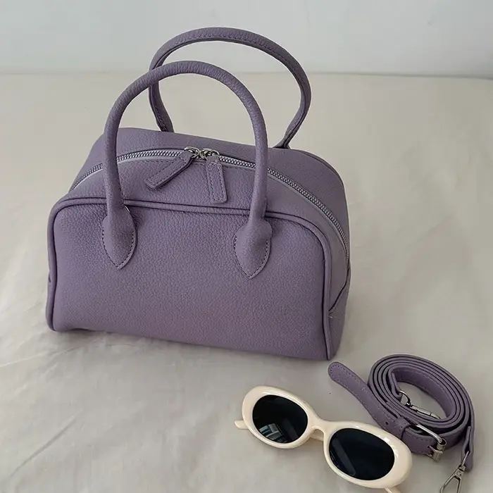 Sac de bowling violet grande capacité, sac fourre-tout vintage, sac à bandoulière décontracté, sacoc