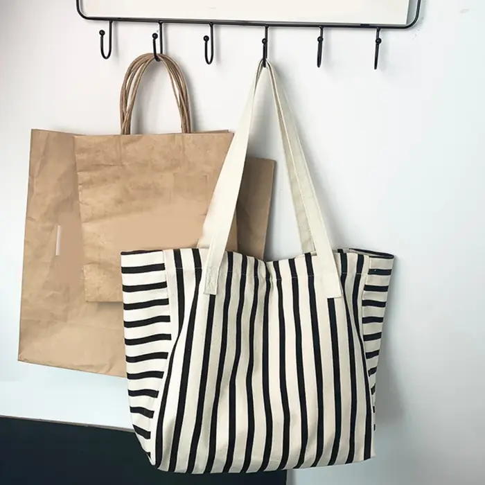 Nouveau sac fourre-tout de plage mode femmes toile été grande capacité rayé sac à bandoulière fourre