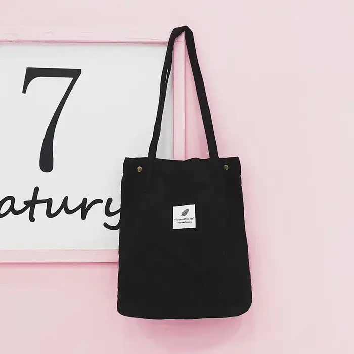 Sac à Main en Velours Côtelé pour Femme, Rangement Environnemental, Niche Réutilisable, Fourre-Tout