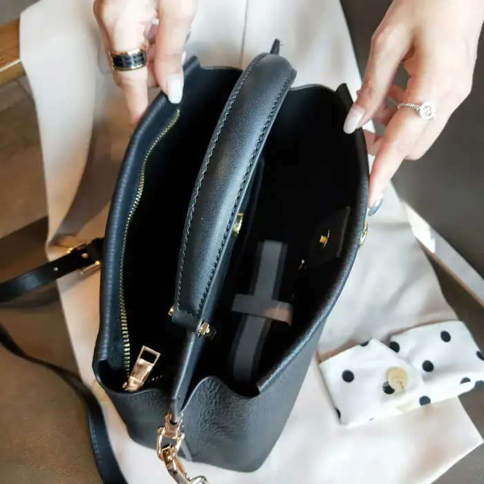 Sac à main classique en cuir véritable pour femme