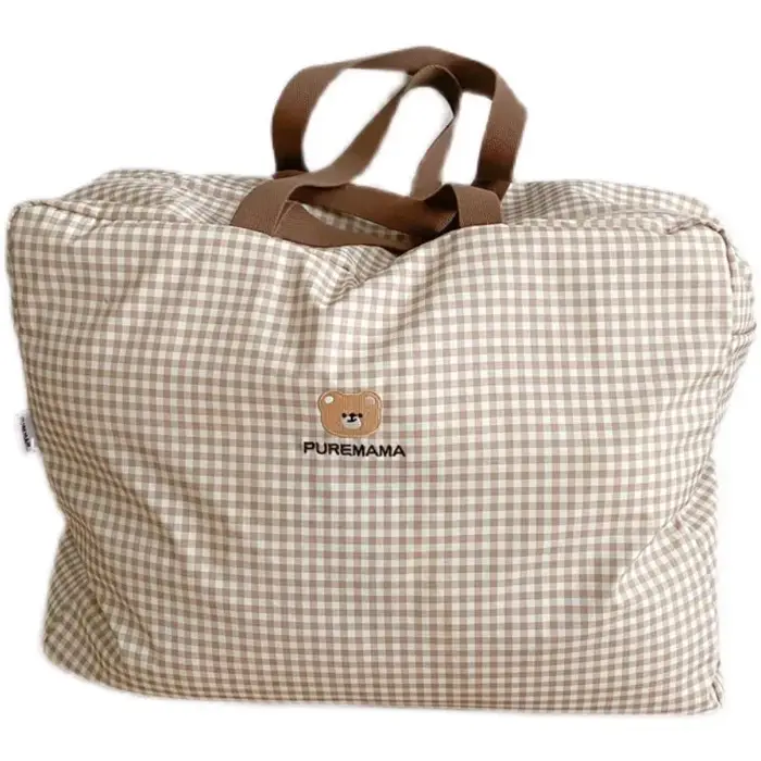 Sac de maman pour maternité, sac d'hôpital, grande capacité, sac de rangement de couette à carreaux 