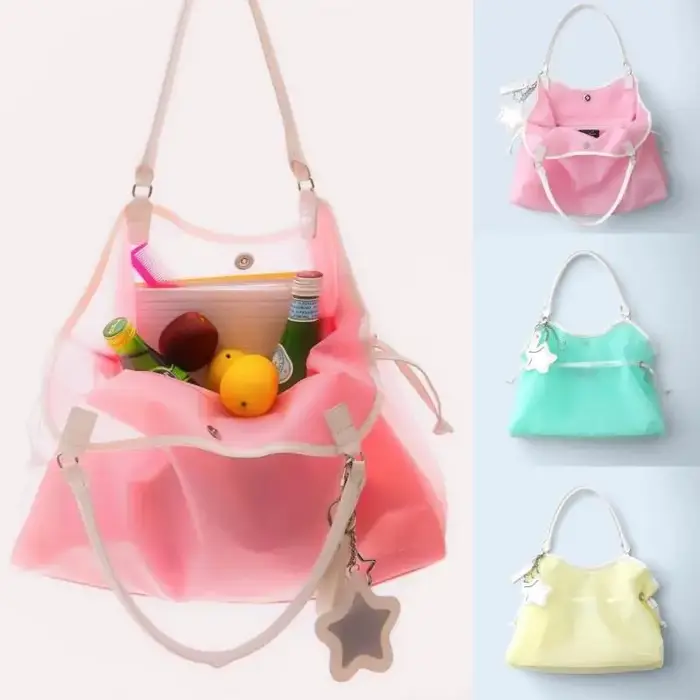 Sac à main transparent en PVC couleur bonbon